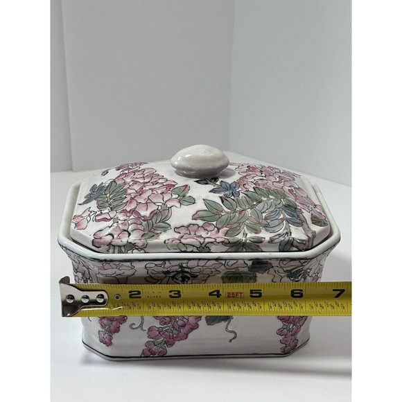 Andrea By Sadek Hand Painted Flowers Porcelain Box With Lid Made In China - Picture 11 of 12